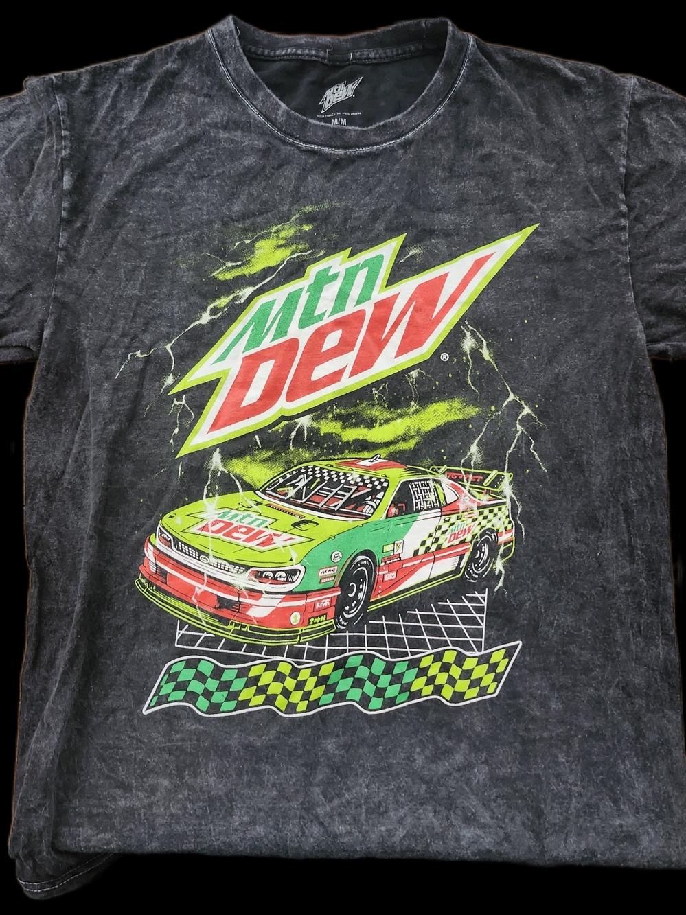 Mountain Dew Vintage Racing Graphic Tee - Black with Neon Green & Red